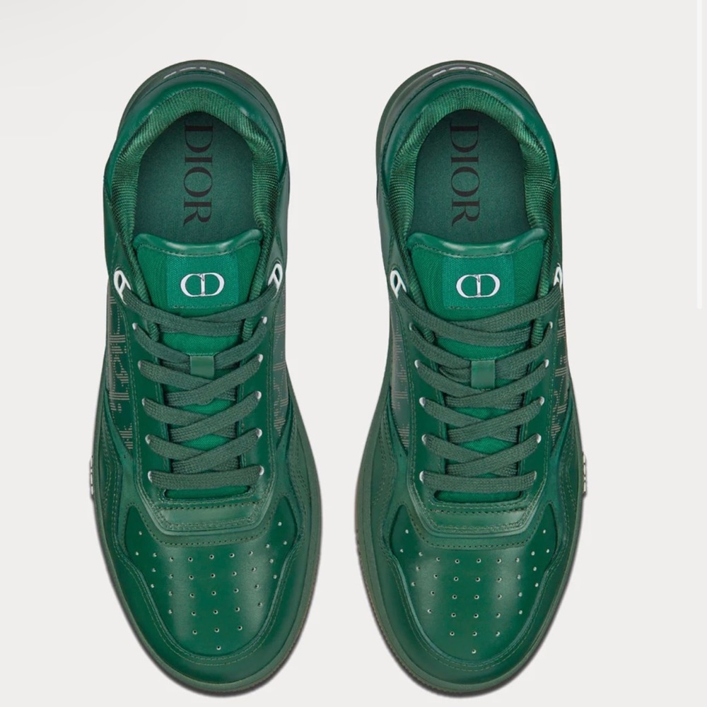 Christian Dior Smooth Calfskin Oblique Galaxy Mens B27 Low Top Sneakers 44 Green - Picture 6 of 8